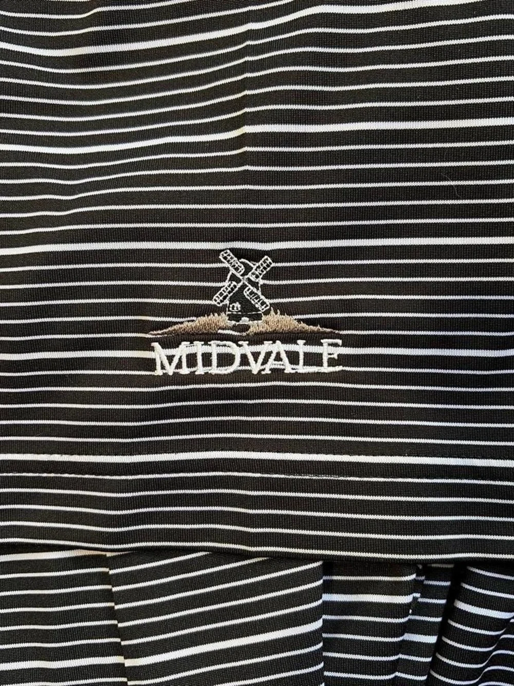 Men's Black and White Striped Polo Golf Shirt